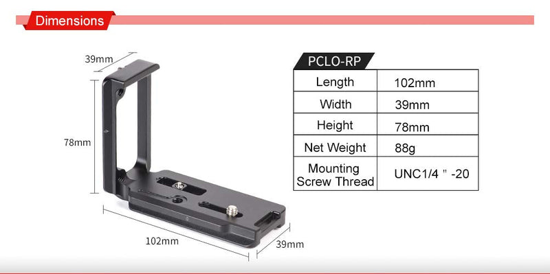 SunwayFoto PCLO-RP One-Piece Structure L Bracket for Canon EOS RP Camera Arca/RRS