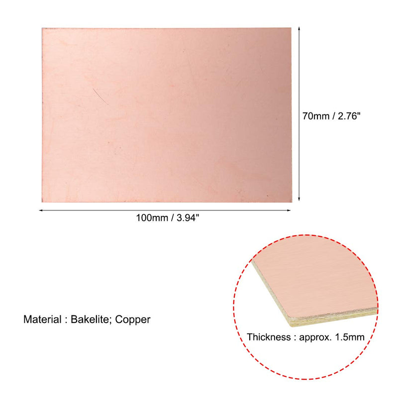 uxcell Single-Sided Copper Clad Laminate PCB Circuit Board, FR4 100x70mm 3.94x2.76 inch, 1.5mm Thickness DIY Prototyping PCB Board, Name Board, 20pcs 20