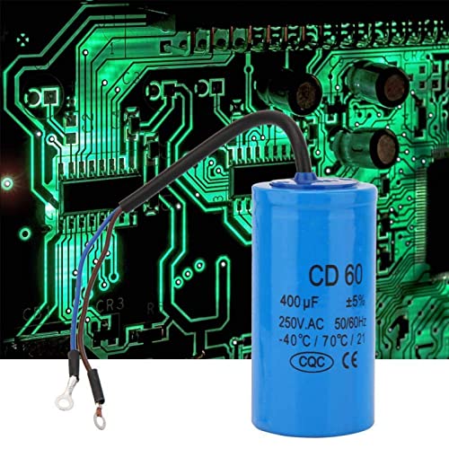 Fafeicy CD60 Run Round Capacitor with Wire Lead 250V AC 400uF 50/60Hz for Motor Air Compressor