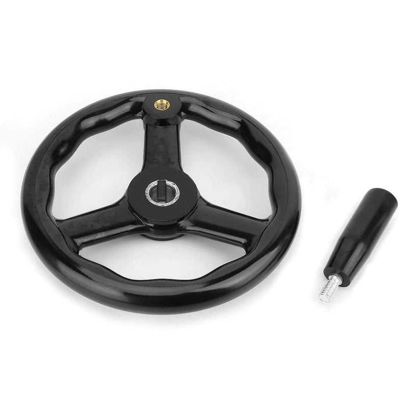 200x18mm/ 7.9*0.7in Bakelite 3 Spoked Lathe Handwheel with Handle for Machine Tool for Milling Machine Lathe Accessories