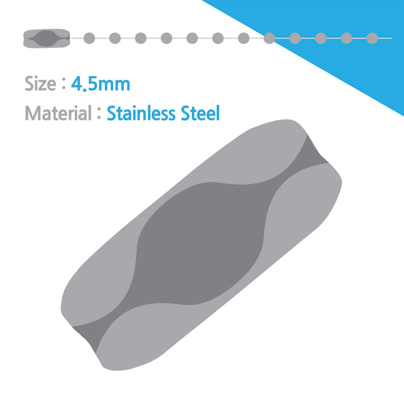 Ball Chain # 10 4.5mm connectors Stainless Steel 50 Count