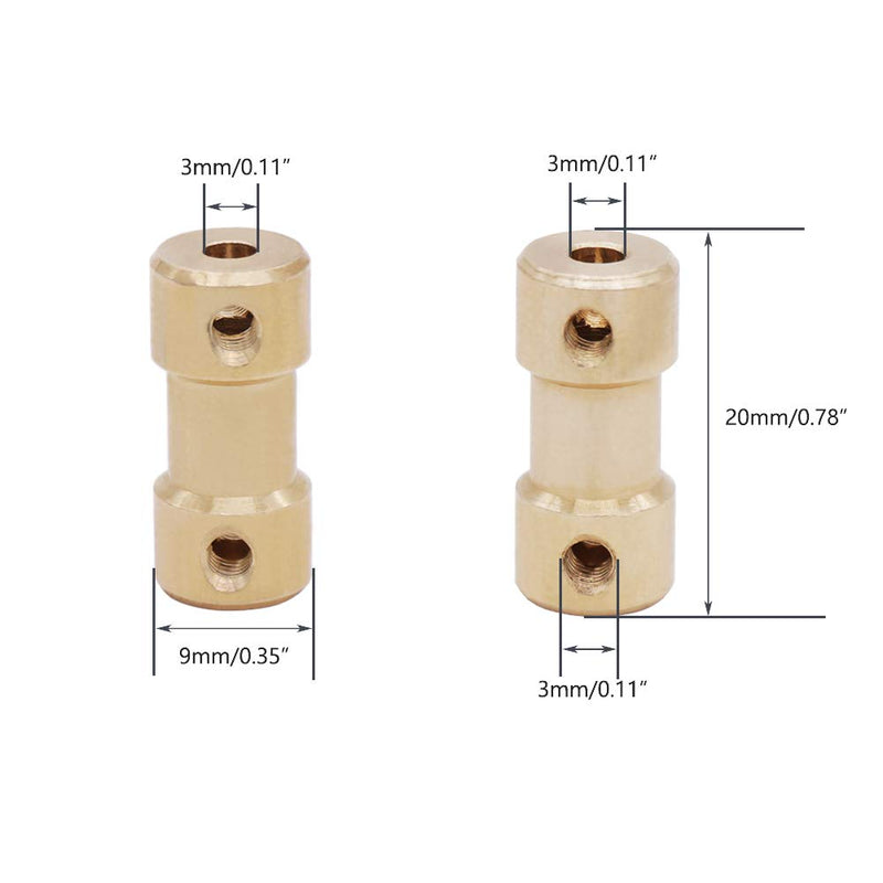 Twidec/4Pcs 3mm-3mm Brass Flexible Shaft Coupler for RC Airplane Boat Motor Transmission Connector COUPLER-GLD-3-3