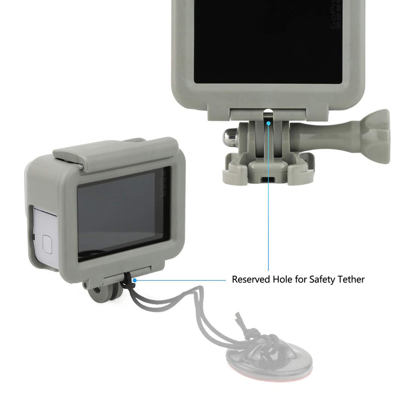 [AUSTRALIA] - SOONSUN Frame Mount Housing Case for GoPro Hero 5 6 7 Black White Silver Hero 2018 Cameras Protective Housing with Buckle and Screw, All Slots Fully Accessible - Gray 