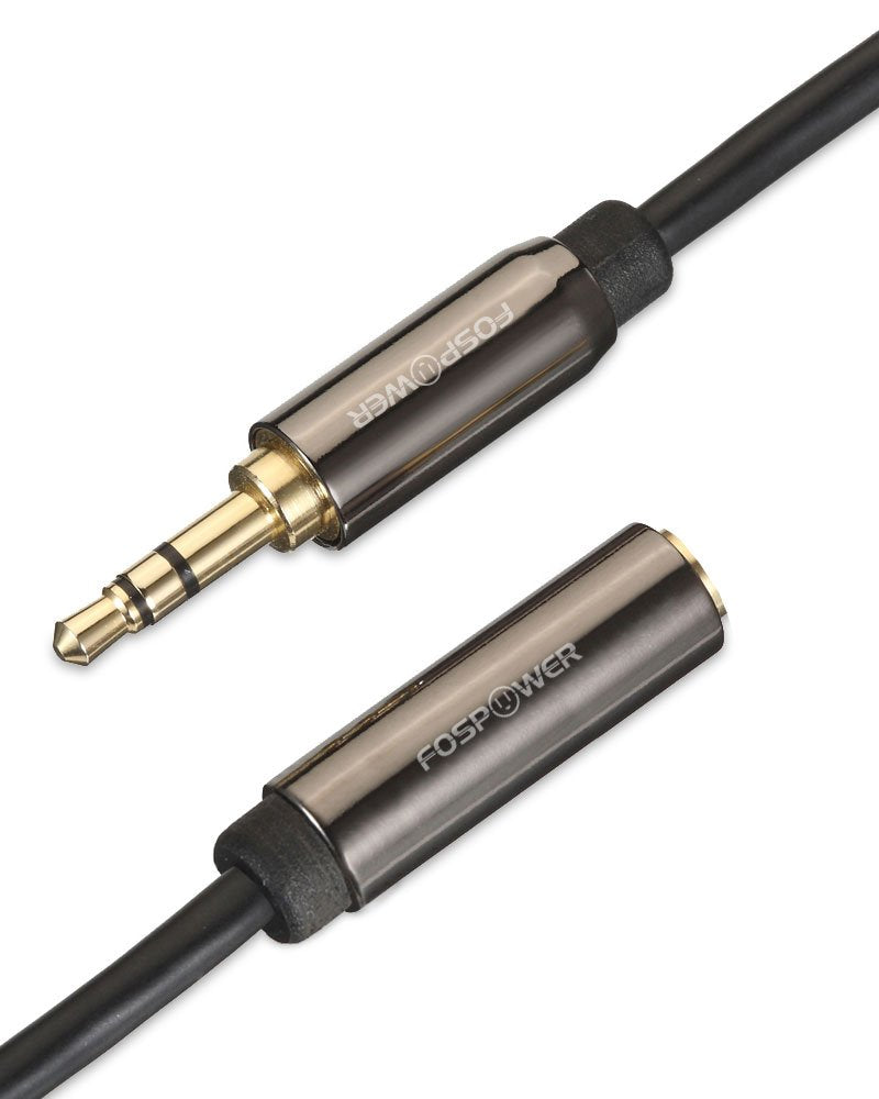 FosPower (15 Feet) 3.5mm Male to 3.5mm Female Stereo Audio Extension Cable Adapter [24K Gold Plated Connectors] for Apple, Samsung, Motorola, HTC, Nokia, LG, Sony & More