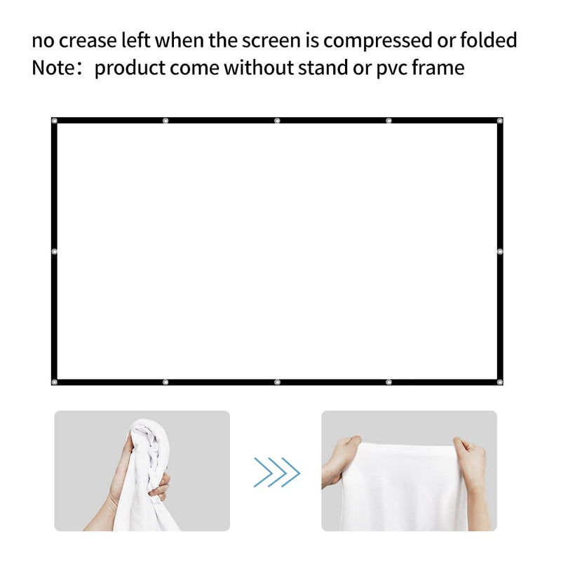 100 inch Projection Screen,GAINVANE 16:9 Foldable Anti-Crease Portable Projector Movies Screens for Home Theater Outdoor Indoor Support Double Sided Projection
