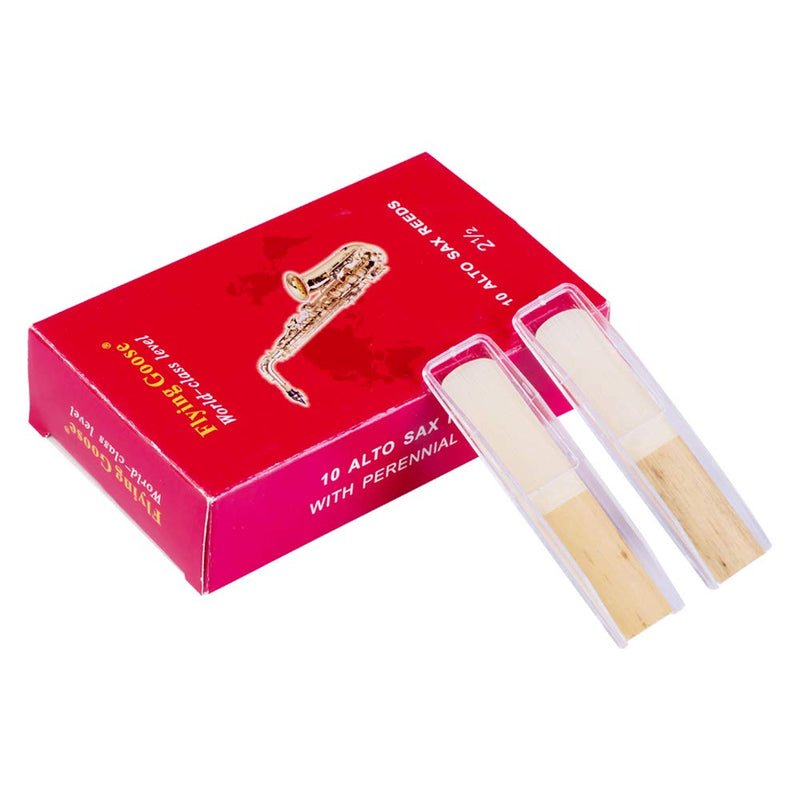 Rayzm Alto Saxophone Reeds Strength 2.5, Traditional Nature Cane Reeds for Eb Alto Sax, Consistent & Easy to Play, Box of 10pcs with Individual Plastic Case For Alto Saxphone