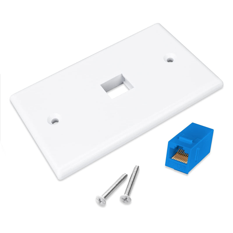 Iwillink (4-Pack) 1-Port Ethernet Wall Plate, Keystone Jack Wall Plate with RJ45 Keystone Inline Coupler insert, Female to Female Cat6 Keystone Jack Wall Plate, Blue 4 Pack 1-Port