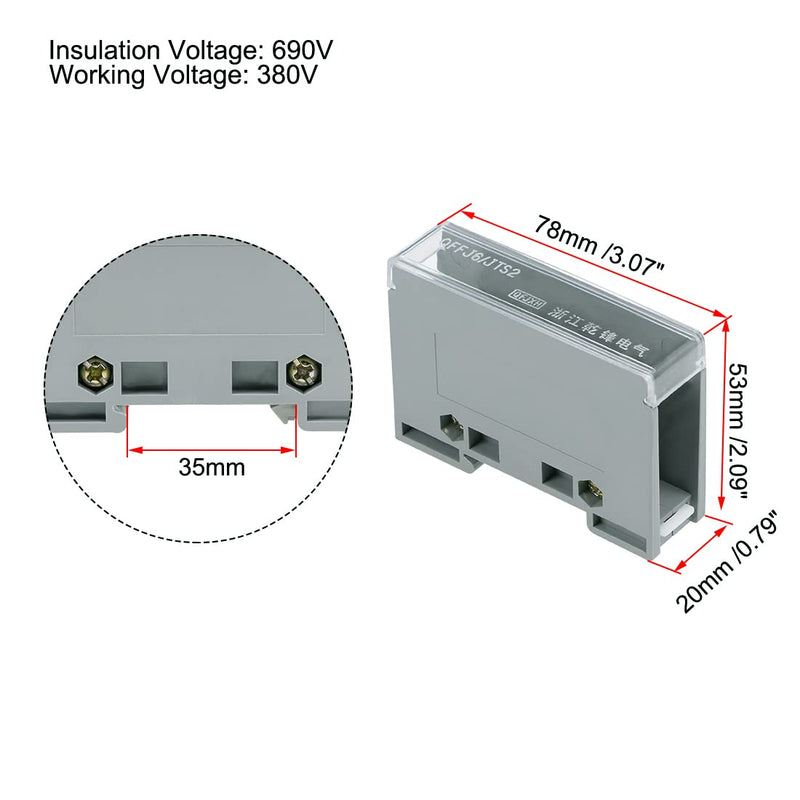 uxcell 1 in 9 Out DIN Rail Terminal Blocks 690V Connectors Distribution Block