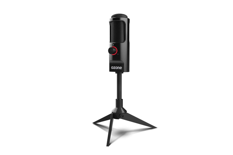 Ozone REC X50 Gaming Microphone - Streaming Microphone - Electrode Condenser, Omni-Bi-Directional Sound, LED Lighting, Stable Stand, USB, Black