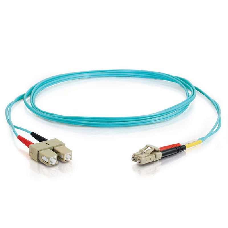 C2G/Cables to Go 33052 LC-SC 10GB 50/125 OM3 Duplex Multimode PVC Fiber Optic Cable, Aqua (2 Meter) 2 Meter