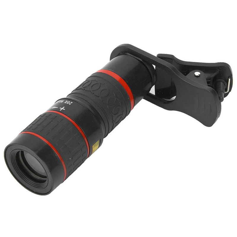 Cell Phone Camera Zoom Lens Attachment,Zoom Lens for iPhone 11,Mobile Phone Lens and Accessories,20X Long Focus Zoom Telephoto Lens with Clip for Smart Phone Tablet Pc Black