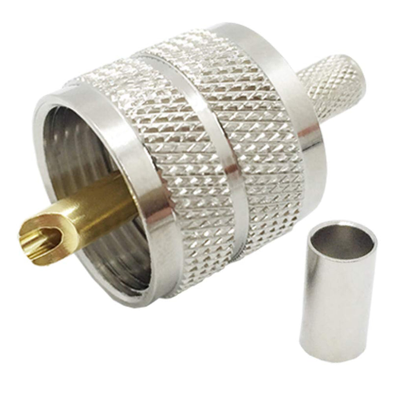 Pack of 5 UHF PL-259 PL259 Male-Plug Crimp Coax Connector Adapter RF Connector for RG58/U LMR195 Coax Cable Compatiable with Ham Radio  (UHF Male Crimp RG58)