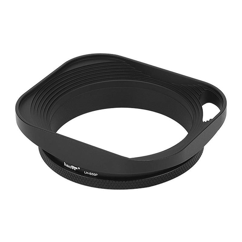 [AUSTRALIA] - Haoge LH-B55P 55mm Square Metal Screw-in Lens Hood with Hollow Out Designed for Leica Rangefinder Camera with 55mm E55 Filter Thread Lens Black 