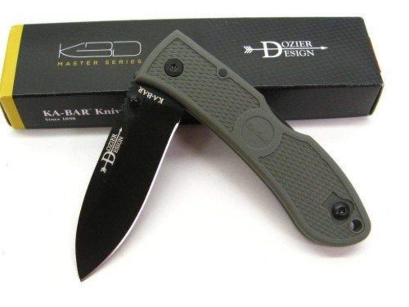 KA-BAR 4062FG, Dozier Folding Hunter, Foilage Green, Black Clip, Straight Edge