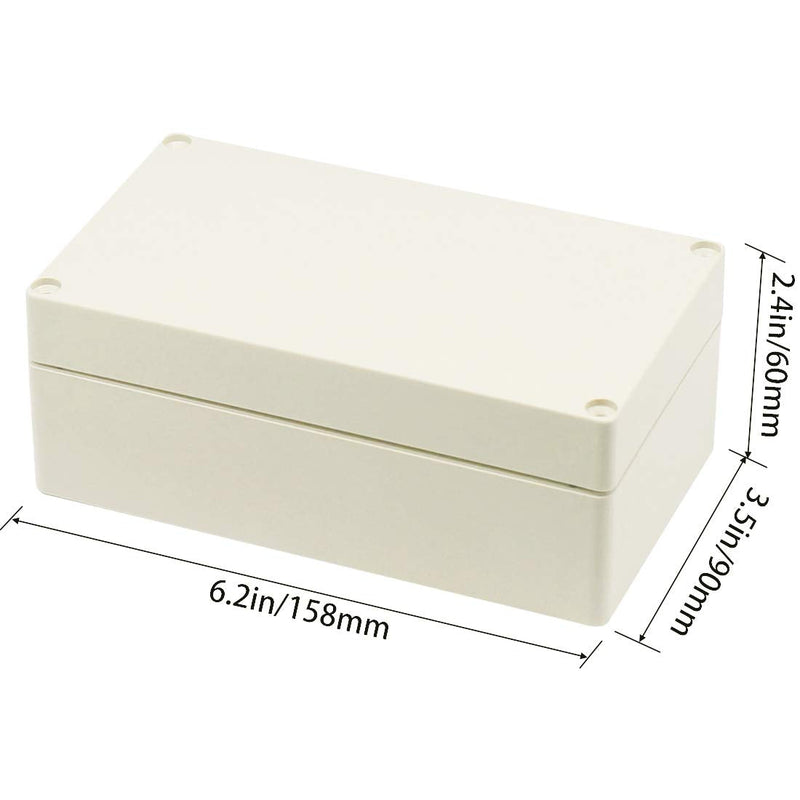 Zulkit Junction Box ABS Plastic Dustproof Waterproof IP65 Universal Electrical Boxes Project Enclosure Gray 6.2 x 3.5 x 2.4 inch (158 x 90 x 60 mm) 6.2" x 3.5" x 2.4"