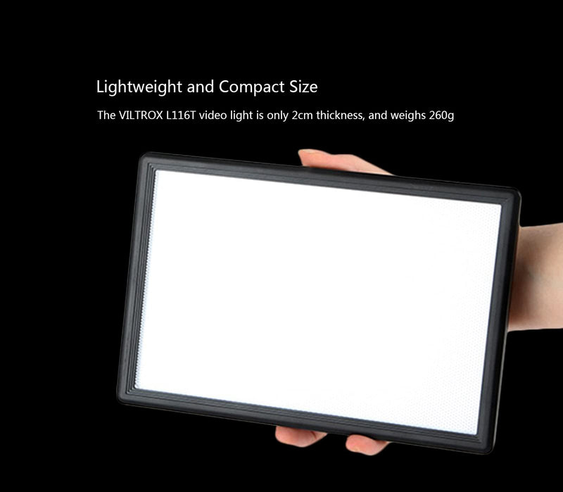 VILTROX L116T On-Camera 3300K-5600K Bi-Color LED Video Light with LCD Display, Dimmable Brightness, CRI 95+ for Conference Podcast Live Broadcast Interview Vlog Lighting (No Batteries)