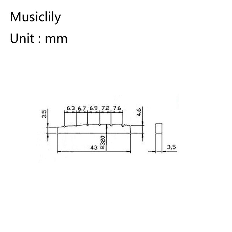 Musiclily Pro Urea Resin Plastic 43mm Slotted Strat Tele Electric Guitar Nuts Flat Bottom for 6-string Stratocaster/Telecaster Guitar, White(Set of 2)