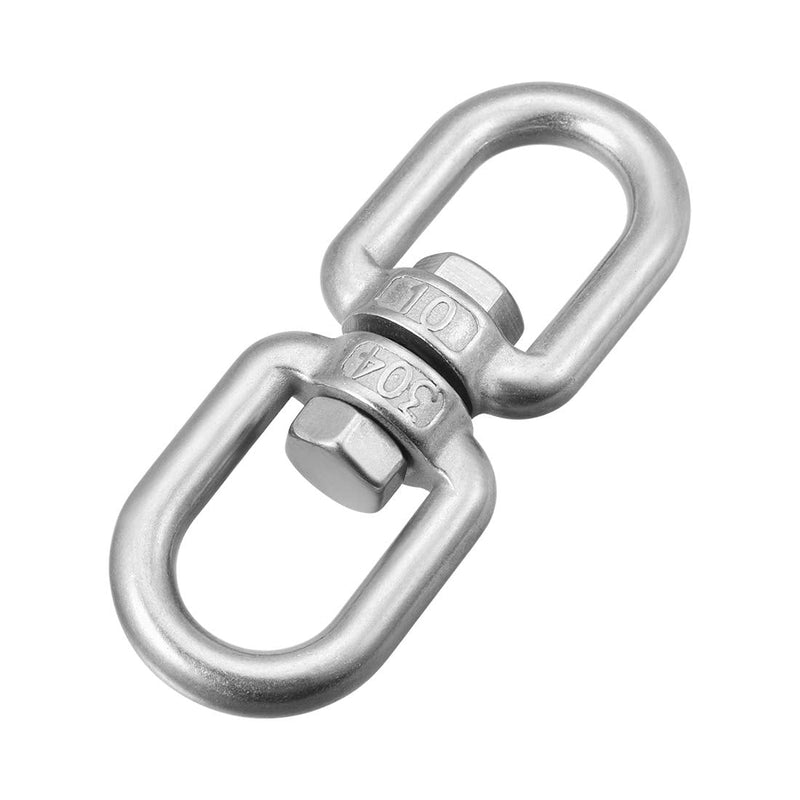 uxcell M10 Swivel Eye Double Ended Round Rotating Hoist Ring, 25/64 in Stainless Shackle Connector Bolts Eye to Eye 1 Pcs