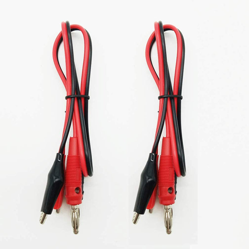 Test Lead of Banana Plugs to Alligator Clips 1-Meter(3.28ft) 16AWG Wire 5A/10A Electrical, Laboratory Electric Testing—Red& Black 2Sets 100cm