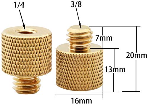 XINJUE(brass) 1/4"-20 Internal Thread to 3/8" -16 External Thread Tripod Screw Adapter, Tripod Accessory Microphone Stand Camera Screw Adapter 2 Pieces