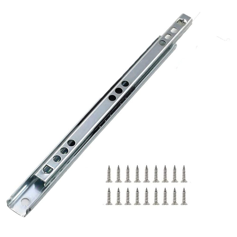[AUSTRALIA] - Juvielich Metal 2 Fold Ball Drawer Slides Track Rail for Furniture Drawers Cold Rolled Steel Ball Bearing Side Mount Drawer Slides Silver Tone 16" Length 1.06" Wide 1Pair 