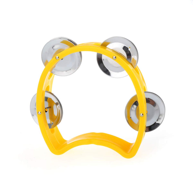Musiclily Plastic Handheld Half Moon Tambourines Percussion Jingles Musical Instrument, Red/Yellow(Pack of 10) 10Pcs