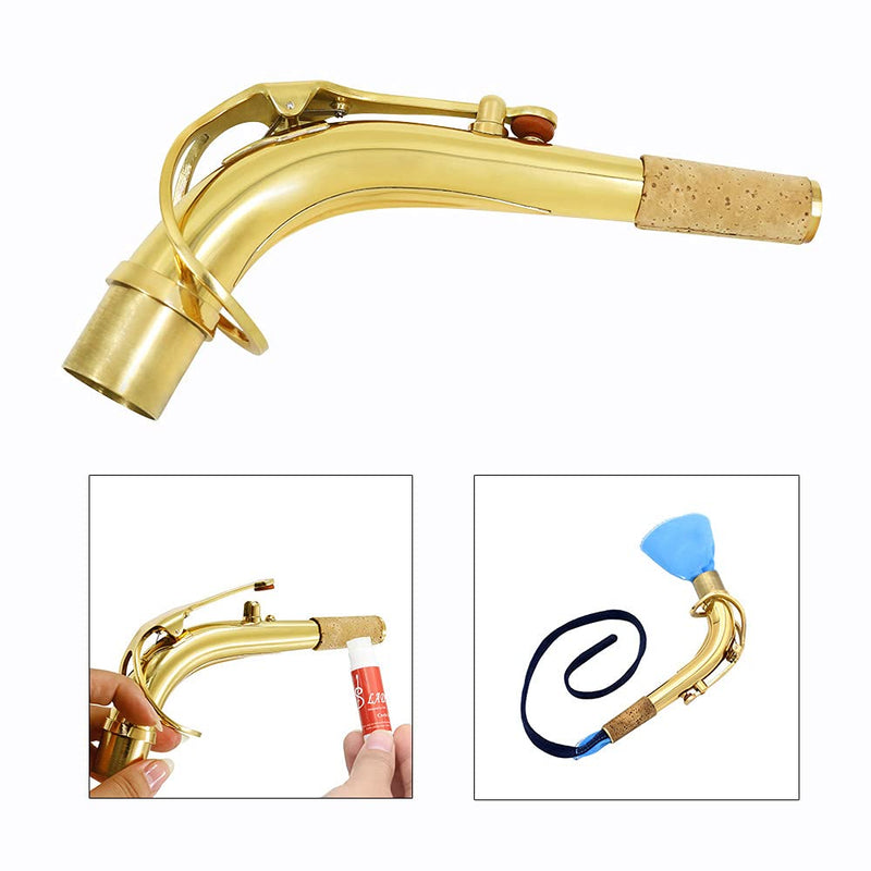 Alnicov Brass Alto Saxophone Sax Bend's Necks with Cleaning Cloth Saxophone's Accessory