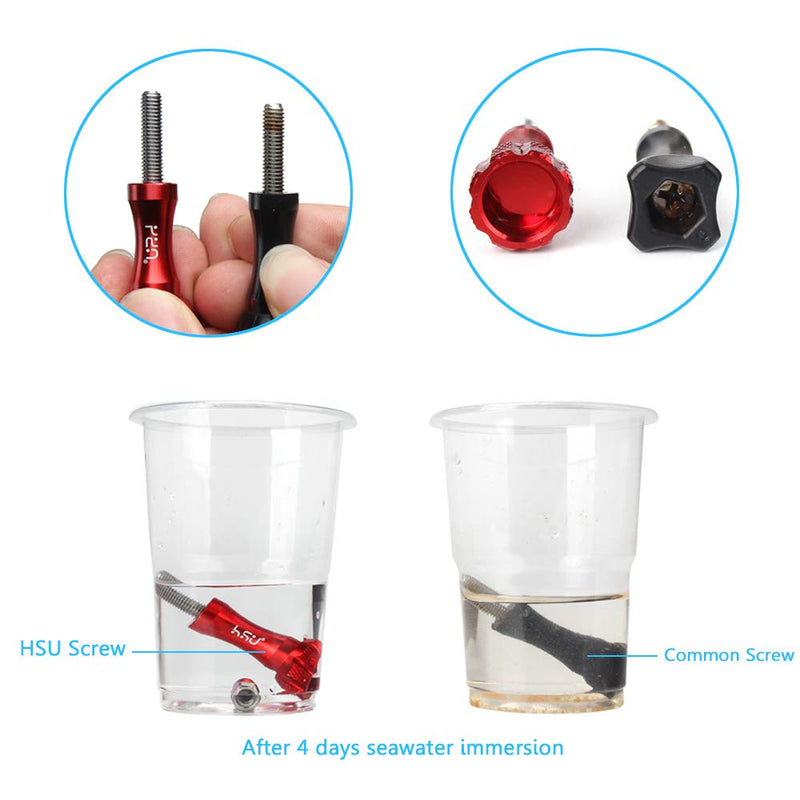 HSU Aluminum Thumbscrew Set + Wrench for Gopro Session, Hero 10, 9, (2018),Hero 8,7,6, 5, 4, 3+, 2, 1, AKASO Campark and Other Action Cameras (3pcs,Red) Thumbscrew Set + Wrench(Red)
