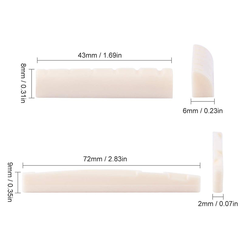 Dreokee Guitar Saddle, Guitar Bridge Saddle and Nut Replacement for Acoustic Guitar (White)