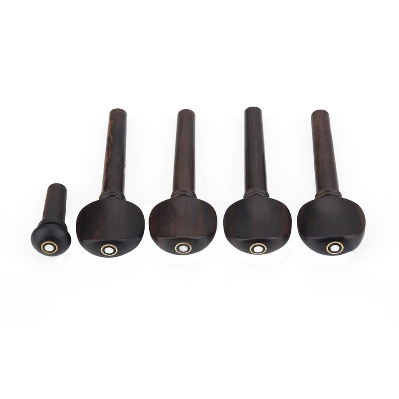 Vbest life Violin Tuning Pegs, Ebony Tuning Pegs with Endpin Set Replacement Parts for 4/4 Violins Musical Instruments