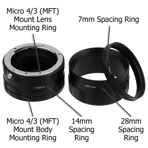 Fotodiox Macro Extension Tube Set for Extreme Close-up for Micro Four Thirds Cameras