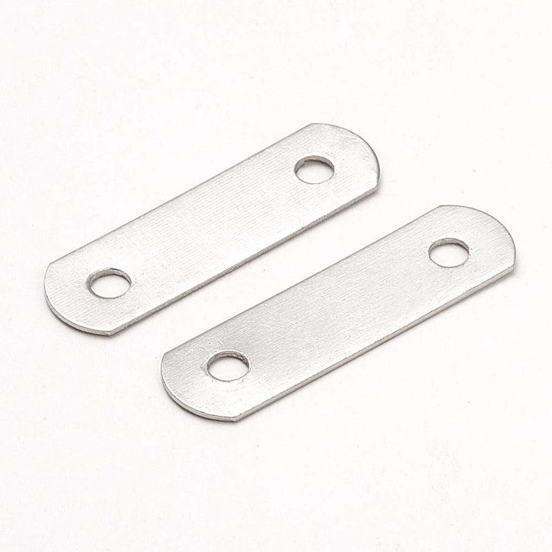 Bettomshin 50 PCS Flat Fixed Straight Bracket Repair Board 1.34" x 0.43"Brushed Stainless Steel Surface Connection Angle Bracket Gusset Plate