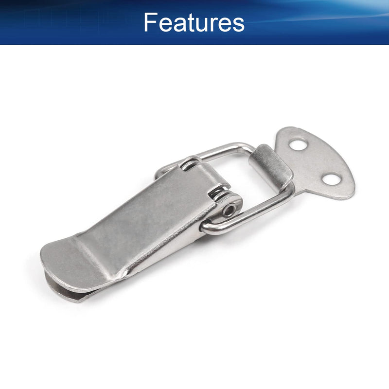 Yinpecly 2Pcs Iron Small Spring Loaded Toggle Latch Hasp Metal Hardware Fitting Spring Loaded Lock Catch Hasps for Case Box Trunk Catches, 2.2 inch Length