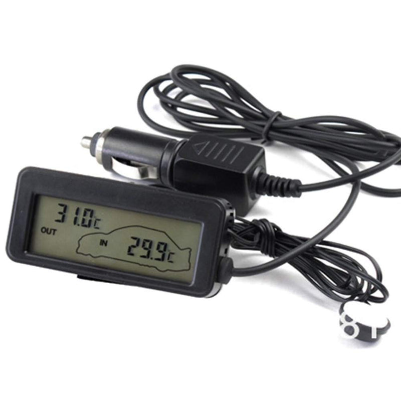 WSDMAVIS 1 Pcs Mini Digital Thermometer Indoor Outdoor 12V Temperature Gauge Meter LCD Display for Car Vehicles