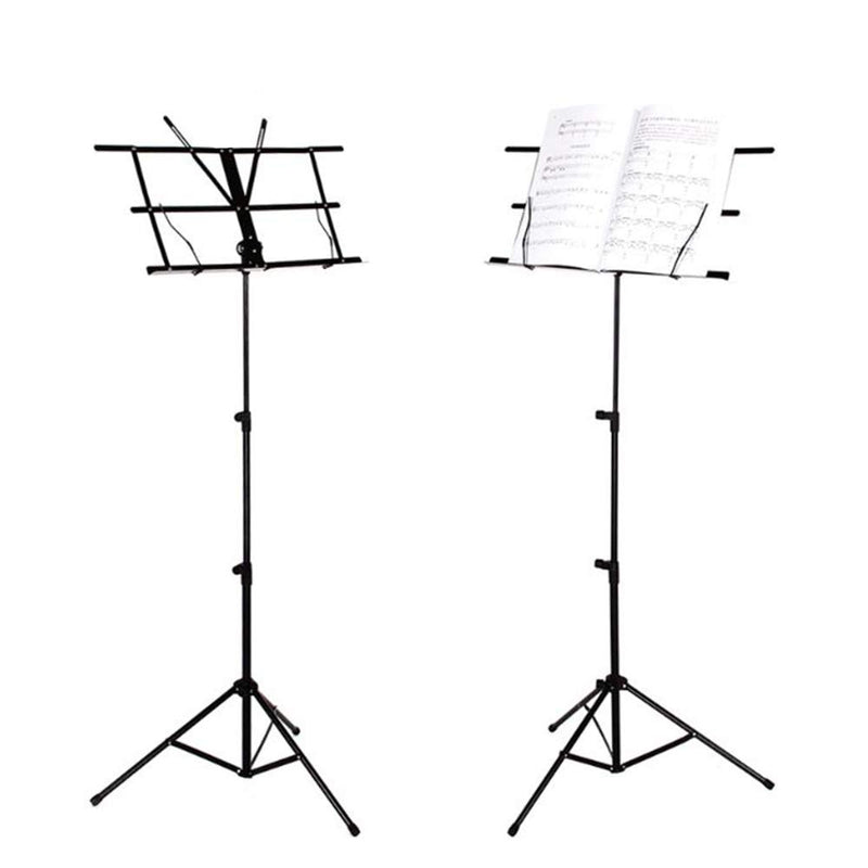 SKY Brand New Lightweight Adjustable Folding Music Stand with Carrying Bag-Black Black