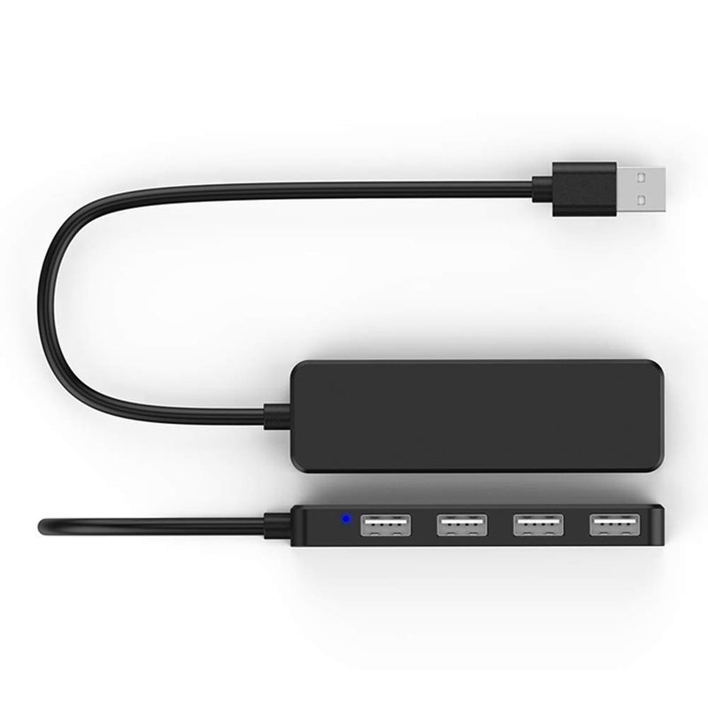 MMOBIEL 4-Port USB 2.0 Ultra Slim Data Hub Adapter Black