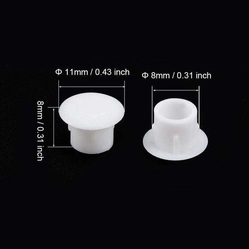 uxcell Shelf Peg Hole Plugs 8mm Dia White Plastic Tube Cover for Nail Cabinet Button Bracket Cupboard Bookshelf Bookcase Adjustable Shelf Closet, 30Pcs