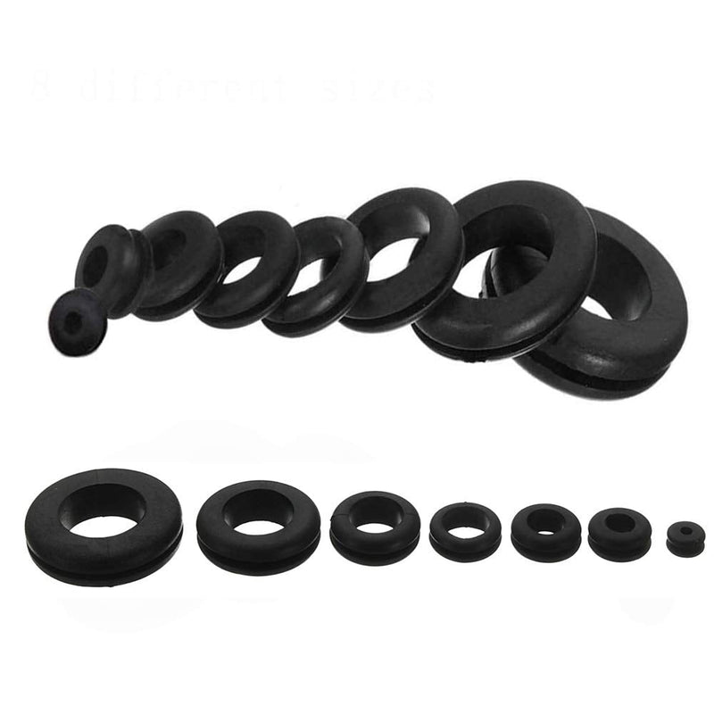 Eyech 180pc Rubber Grommet Assortment Kit Firewall Hole Plug Assortment in 8 Common Sizes Set Rubber Wire Grommets for Wire Plug and Cable