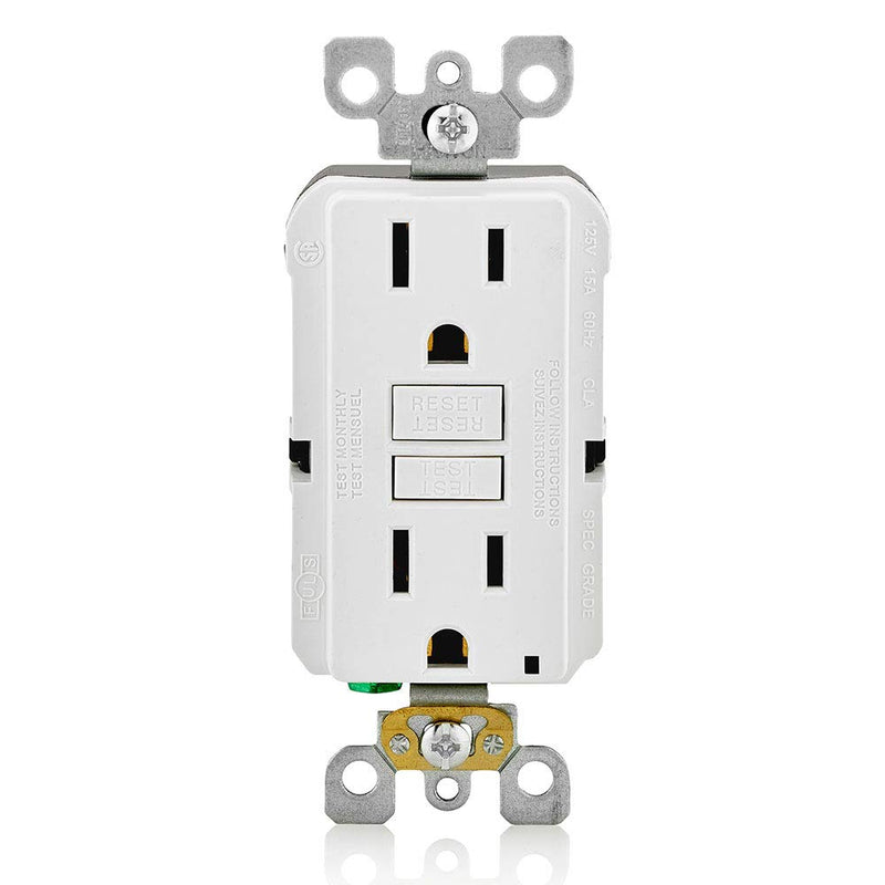 Leviton GFNT1-W Self-Test SmartlockPro Slim GFCI Non-Tamper-Resistant Receptacle with LED Indicator, Wallplate Included, 15-Amp, White 15 Amp