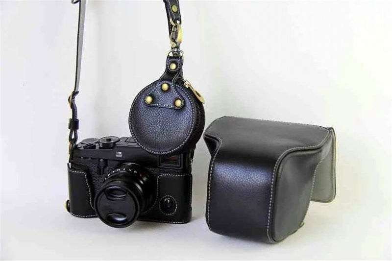 X-Pro2 X-Pro 3 Case, BolinuUS Genuine Real Leather Camera Case Bag Cover for Fuji X-Pro2 Fujifilm X Pro2 X-Pro3 XPro3 with XF35mm Lens Bottom Opening Version + Neck Strap + Mini Storage Bag Black