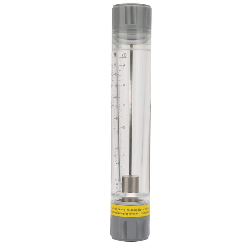 Water Liquid Inline Flowmeter 1" PT Female Threaded, 5-50GPM Clear Acrylic Water Flowmeter with Stainless Steel Float for Pipeline Flow Measure