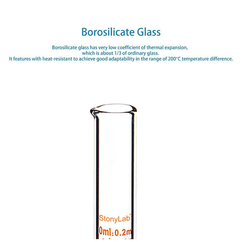 StonyLab 4-Pack Borosilicate Glass 10ml Heavy Wall Graduated Cylinder Measuring Cylinder, 10ml 10 ml