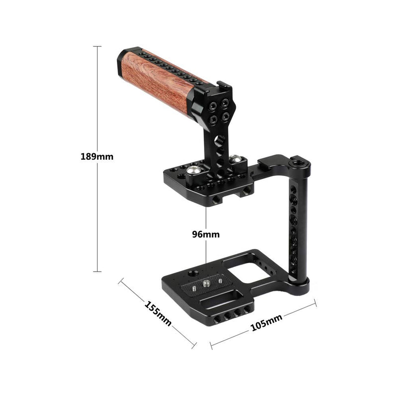 CAMVATE Professional Cage with Wooden Top Handle for BMPCC 4K(Blackmagic Pocket Cinema Camera 4K)