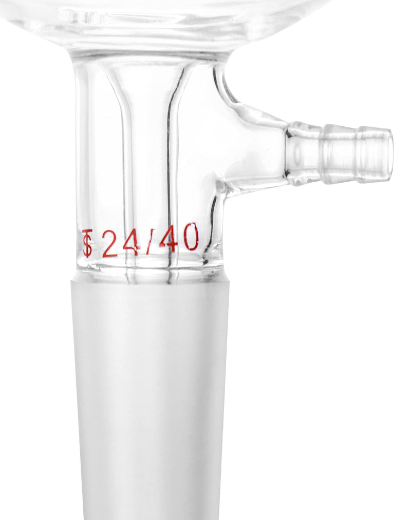 QWORK 500ml Filtering Buchner Funnel Medium Frit (G2) Lab Glassware with Standard 24/40 Joint and Vacuum Serrated Tubulation, 94mm I.D, 100mm Depth 500 ML