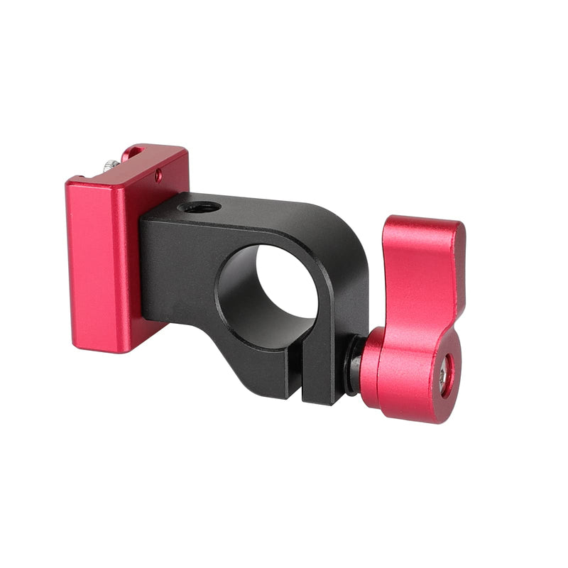 CAMVATE 15mm Side Single Rod Clamp with Cold Shoe Mount Adapter for Camera Accessories(Red)