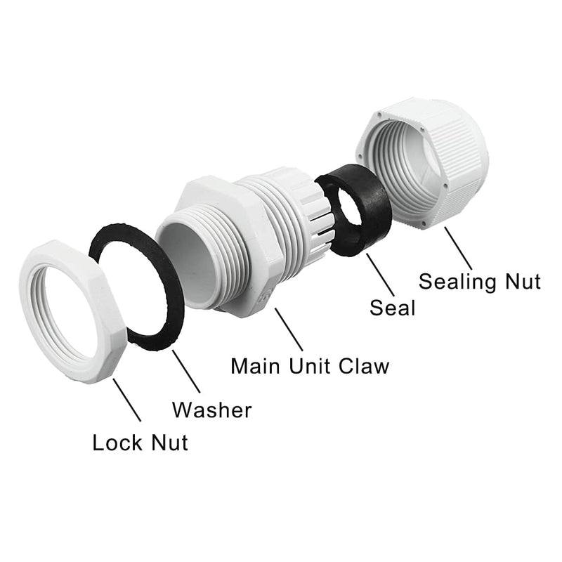 uxcell 10 Pcs M20 Waterproof Nylon Cable Gland Joint Adjustable Connector for 6mm-12mm Dia Cable Wire