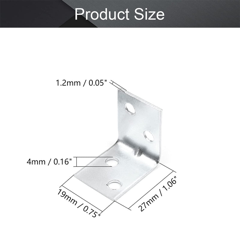 MroMax 50PCS Right Angle Bracket Corner Bracket 1.06" x 0.75" (L x W) Galvanized Angle Bracket Fastener Right Angle Bracket Suitable for Furniture Wooden Cabinet