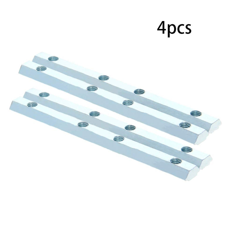 Yinpecly Carbon Steel Straight Line Connector 3.94 Inch Joint Bracket Hardware for 3D Printer Parts 2020 Series T Slot 6mm Aluminum Profile Silver Tone 4pcs
