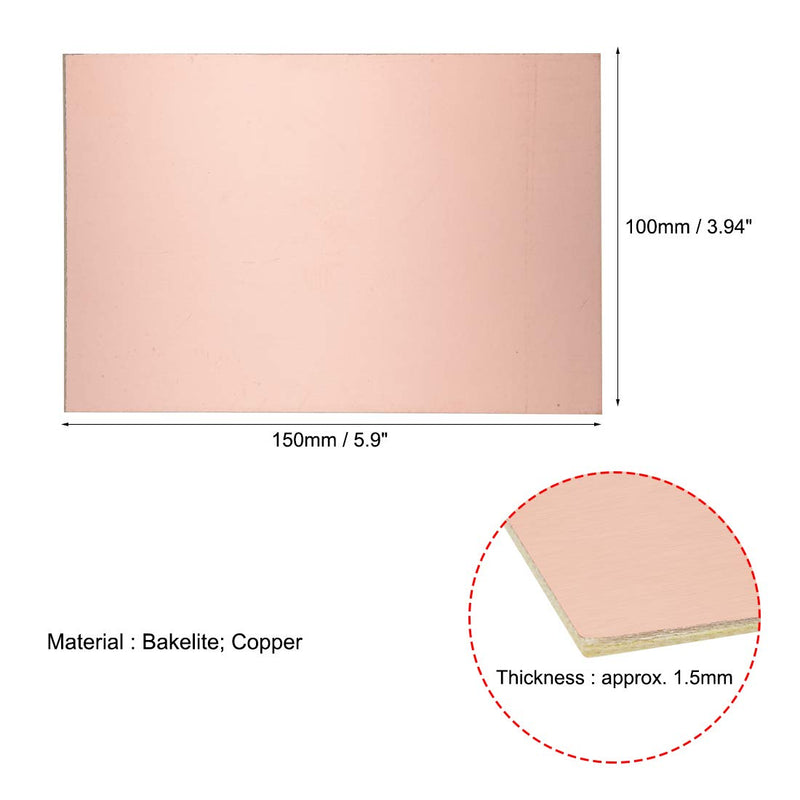 uxcell Single-Sided Copper Clad Laminate PCB Circuit Board, FR4 150x100mm 5.91x3.94 inch, 1.5mm Thickness DIY Prototyping PCB Board, Name Board, 5pcs