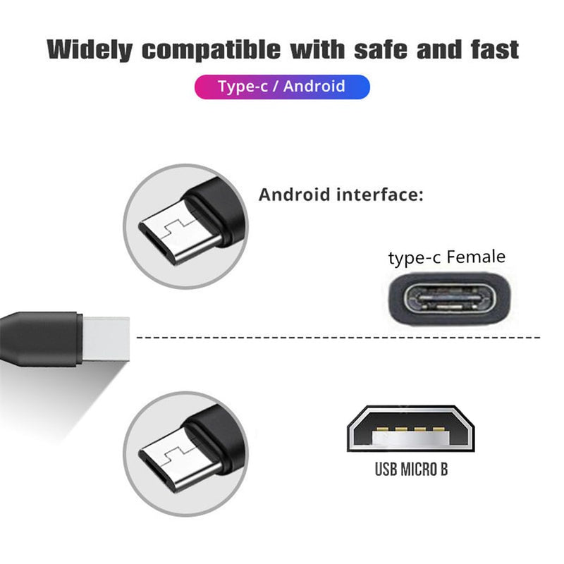 xiwai DC 5V Type-C USB-C Female to Dual Micro USB 5Pin Male Splitter Extension Charge Cable USB-C to MicroUSB Male+MicroUSB Male